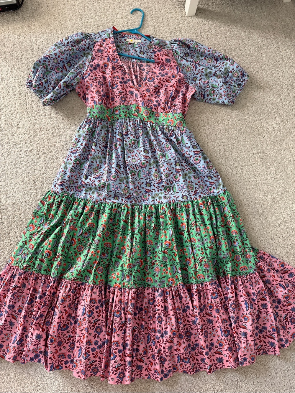 Boden Puff Sleeve Tiered Midi Dress - Picture 2 of 5